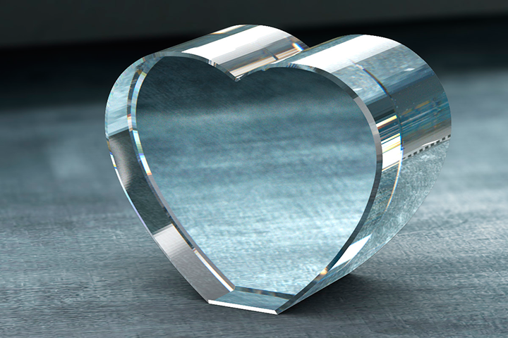 Krystall Hjerte 16 cm